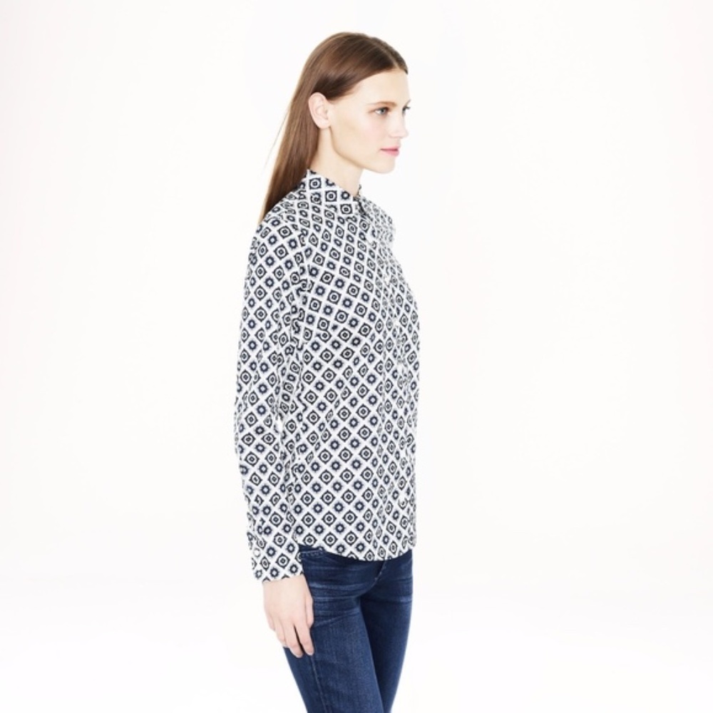 J. Crew Foulard Blue Medallion Perfect Shirt - Picture 4 of 12